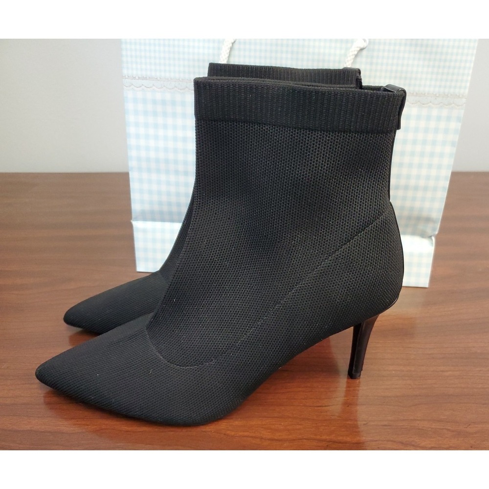 Calvin Klein Black Heel Pointed Toe Stretch Sock Ankle Boot Women 9.5M